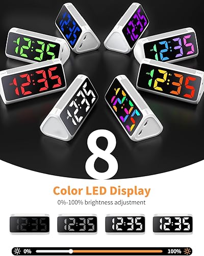 Miniatura 3 de Netzu Digital Alarm Clocks for Bedrooms, Bedside Clocks with RGB Night Light, Rainbow Time, Large Display, USB Charger, Dual Alarm, Snooze, LED Desk