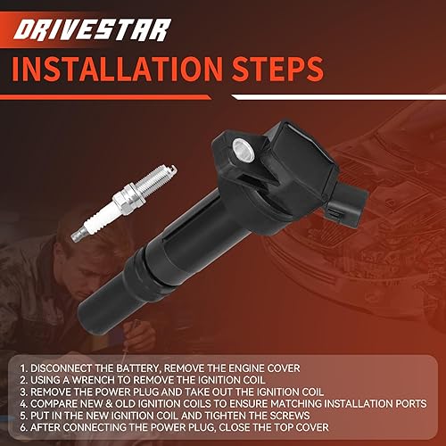 Miniatura 4 de DRIVESTAR Juego de 4 bobinas de encendido UF651 y bujías de encendido compatibles con 1.8L 2.0L L4 2012-2016 Hyundai Elantra/Coupe/GT/Tucson,