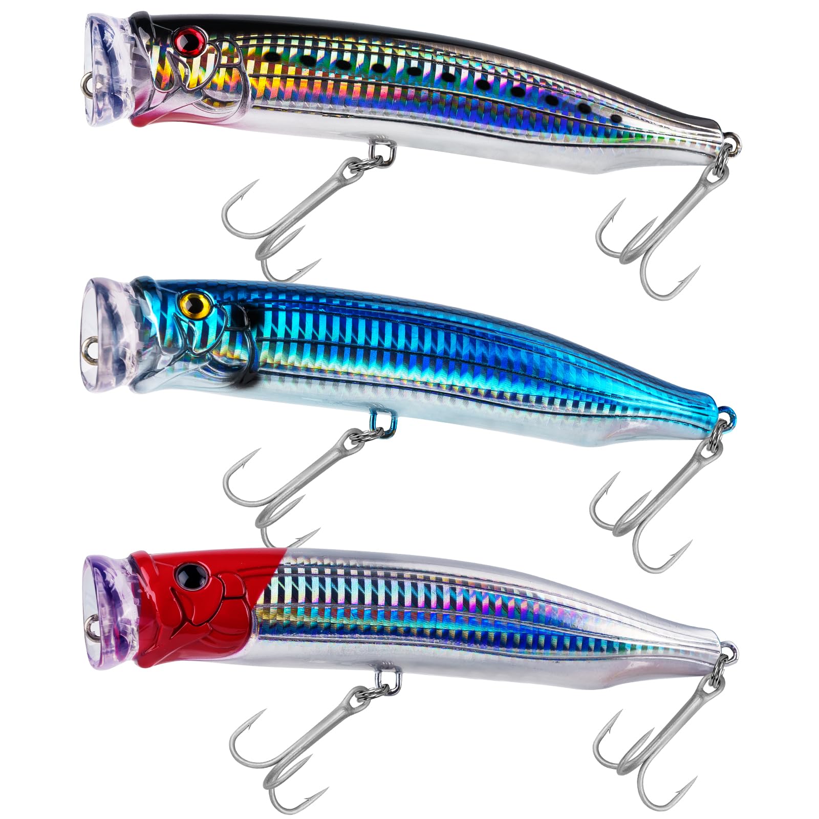 THKFISH - Esche popper per pesca al tonno in acqua salata, esche da pesca subacquee per pesca surf, spigole con occhi 3D, per tonno GT grande pesce 15 cm, 1 pz/3 pezzi