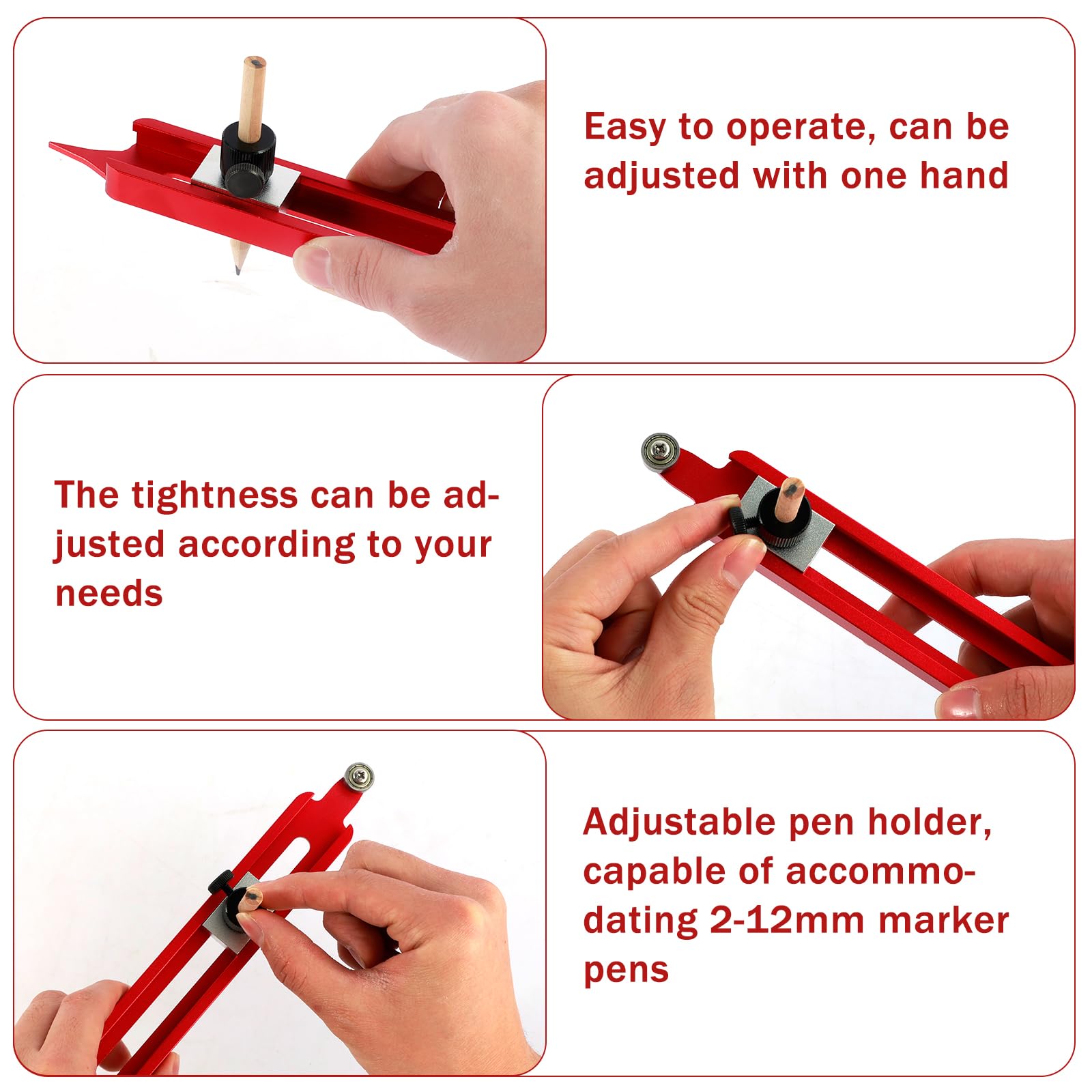 Precise Contour Scribe Tool Woodworking Profile Scribing Tool Ruler with Adjustable Pencil Holder Upgrade Contour Measuring Tool Measuring Scriber Tools Aluminum Alloy Contour Gauge Tool — Amazon image 4