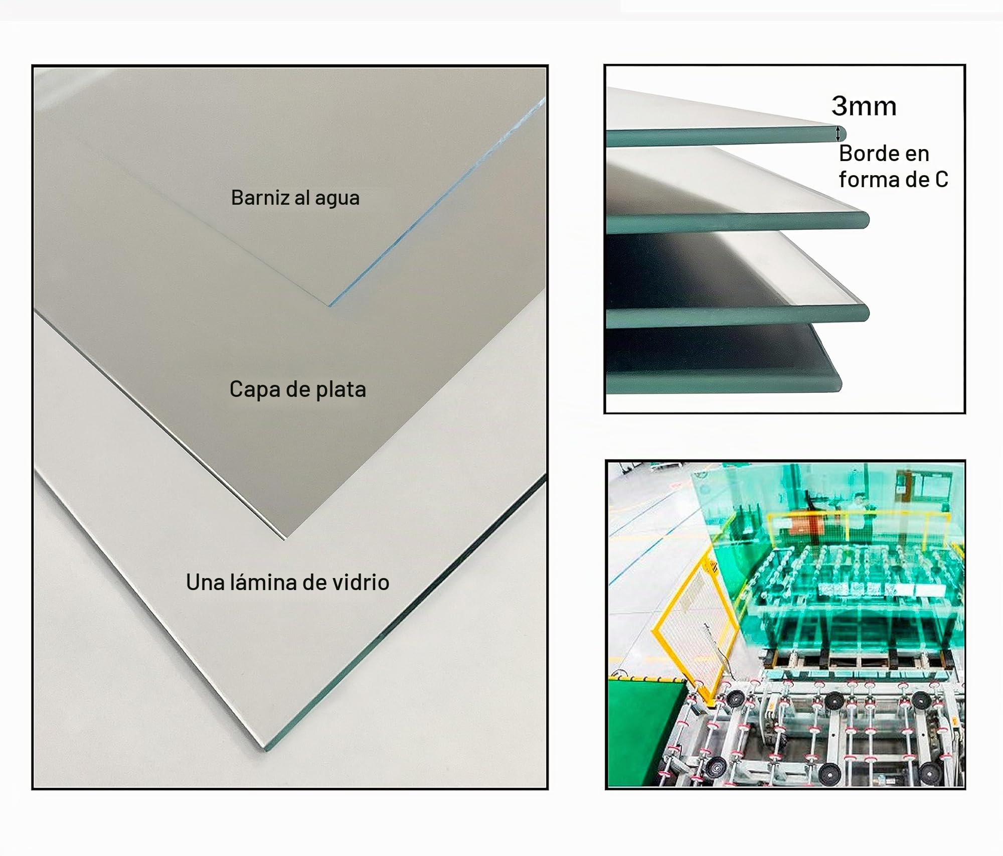 BD ART Espejos Adhesivos Pared 40x40 cm – Juego 4 Piezas cuadradas de Cristal 3 mm – Espejo sin Marco Grande con Cinta autoadhesiva – Decoración hogar, salón, Dormitorio
