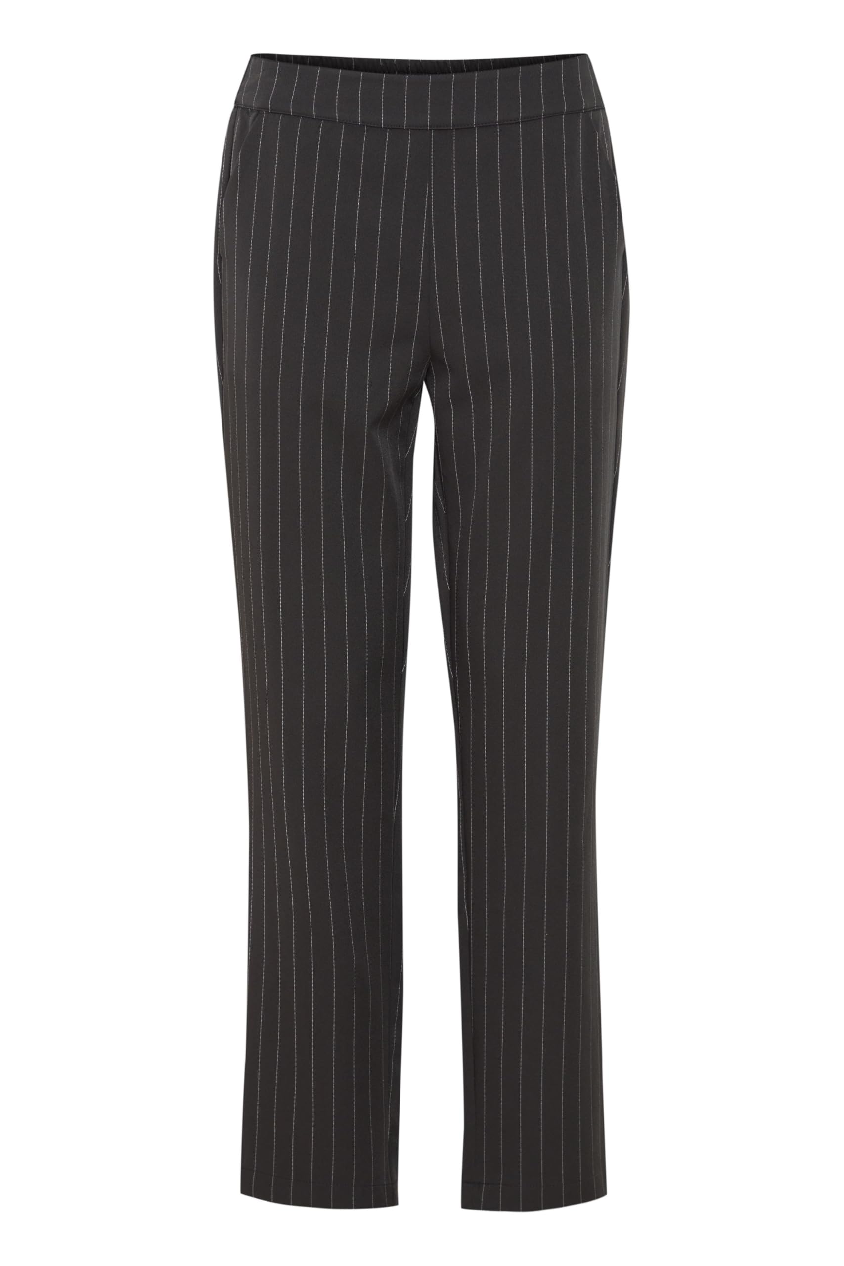 fransa FRPAMILA Women's Trousers Fabric Trousers Long Trousers Pinstripes Elasticated Regular Fit, Phantom Mix (200111), 8