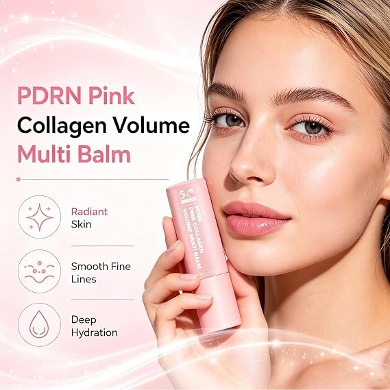 PDRN Pink Collagen Volume Multi Balm Stick - Wrinkle & Hydrating Face Stick, Makeup Base & Primer, Deeply Nourishing Moisturizer for Lips, Eyes, Neck (2PC)