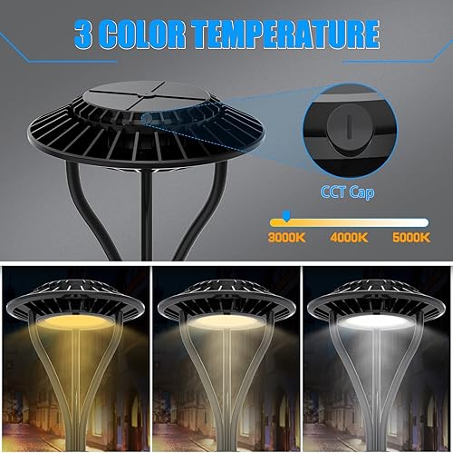 Miniatura 2 de ADUB Luz superior del poste del LED de 60W, luz del poste del LED 3 CCT 3000K 4000K 5000K, 480V 150W LED luz del estacionamiento 21,000LM, luz de