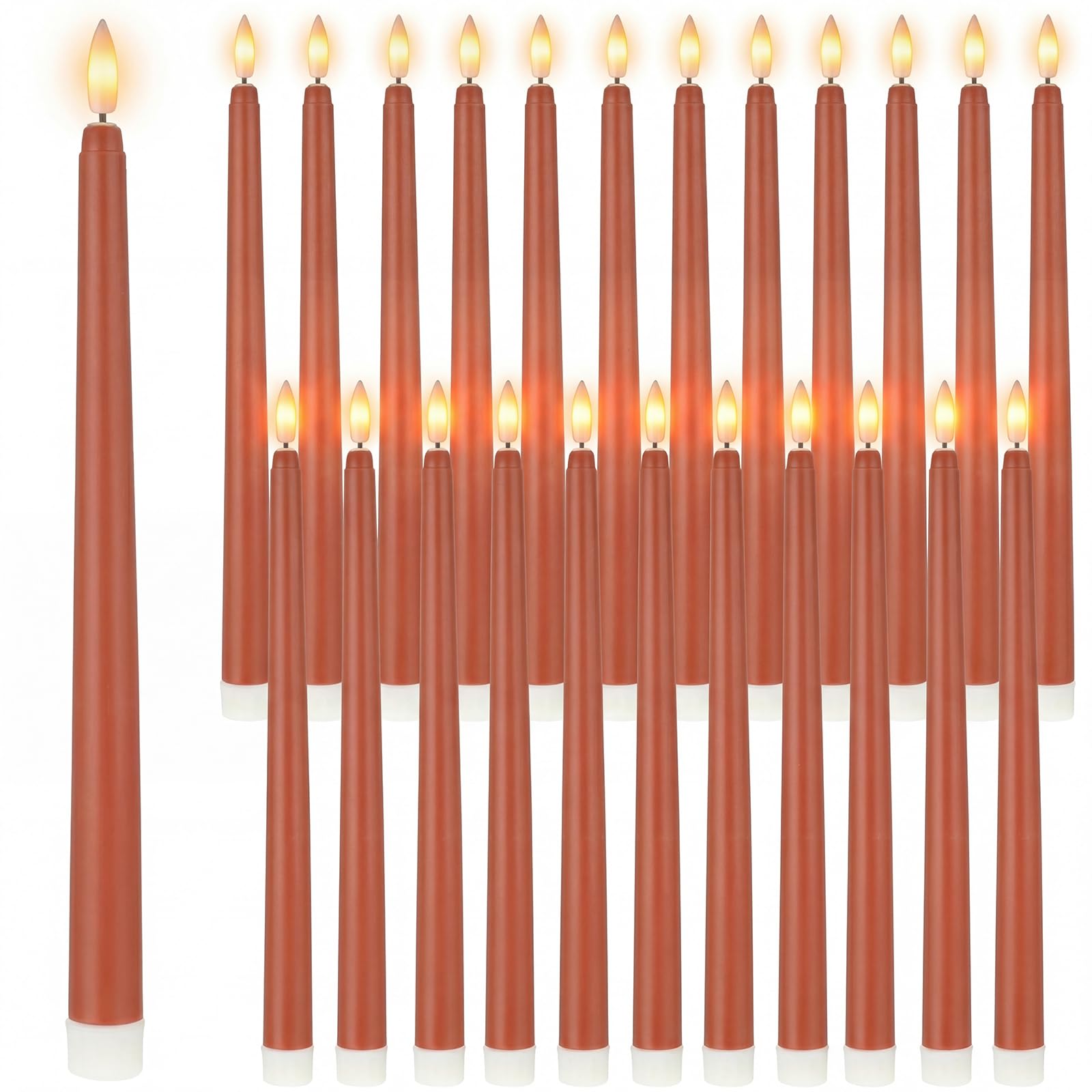 Macarrie 24 Packs Flameless Taper Candles Battery LED 11",Brown