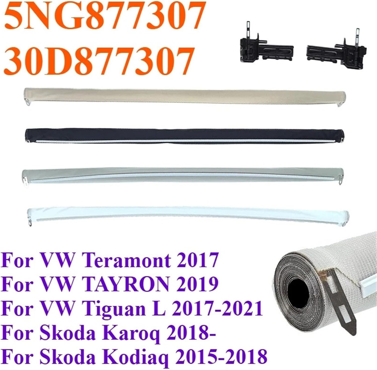 for VW Tiguan L Teramont TAYRON Skoda Karoq Kodiaq Car Skylight Shutter Sunroof Sunshade Shade Curtain 30D877307 5NG877307(Sliver 1SET)