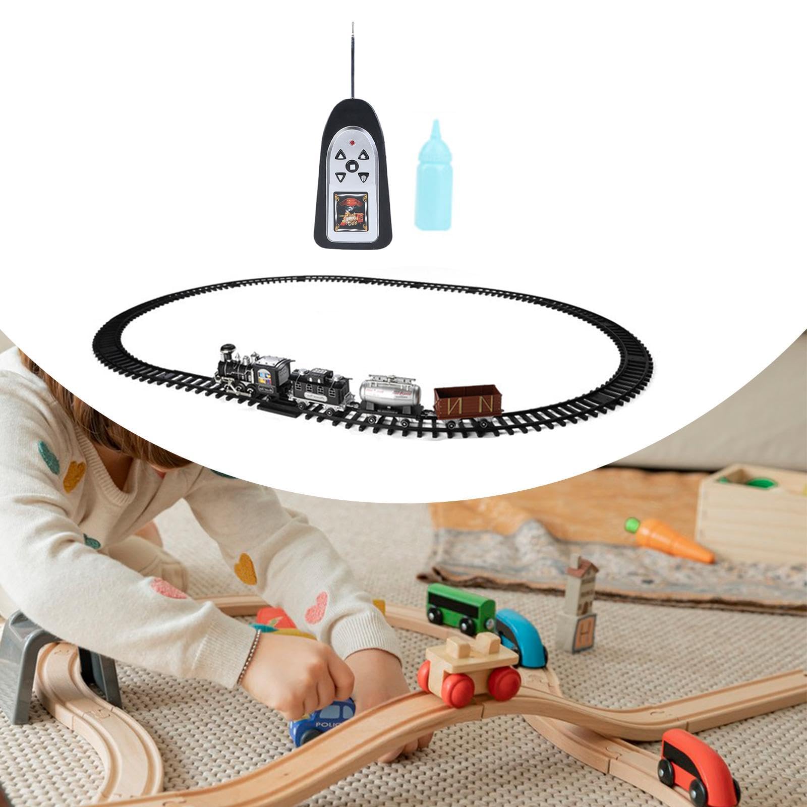 Tren de Juguete para Niños, Tren Teledirigido con Luces Y Sonidos, Locomotora de, Tren Eléctrico con Vías para Niñas Y Niños.