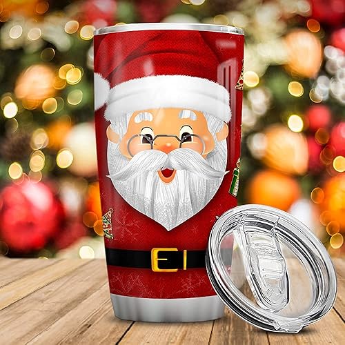 Miniatura 5 de WASSMIN Vaso personalizado de acero inoxidable con tapa de Papá Noel, de 20 onzas, 30 onzas, doble pared aislada al vacío, taza de café, taza de