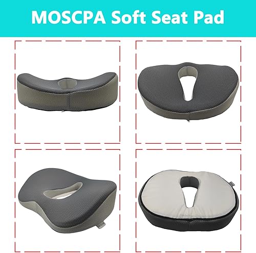 Miniatura 8 de MOSCPA Cojín de asiento para silla de oficina, cojín de espuma viscoelástica, antideslizante, para coxis, ciática, alivio del dolor de espalda,