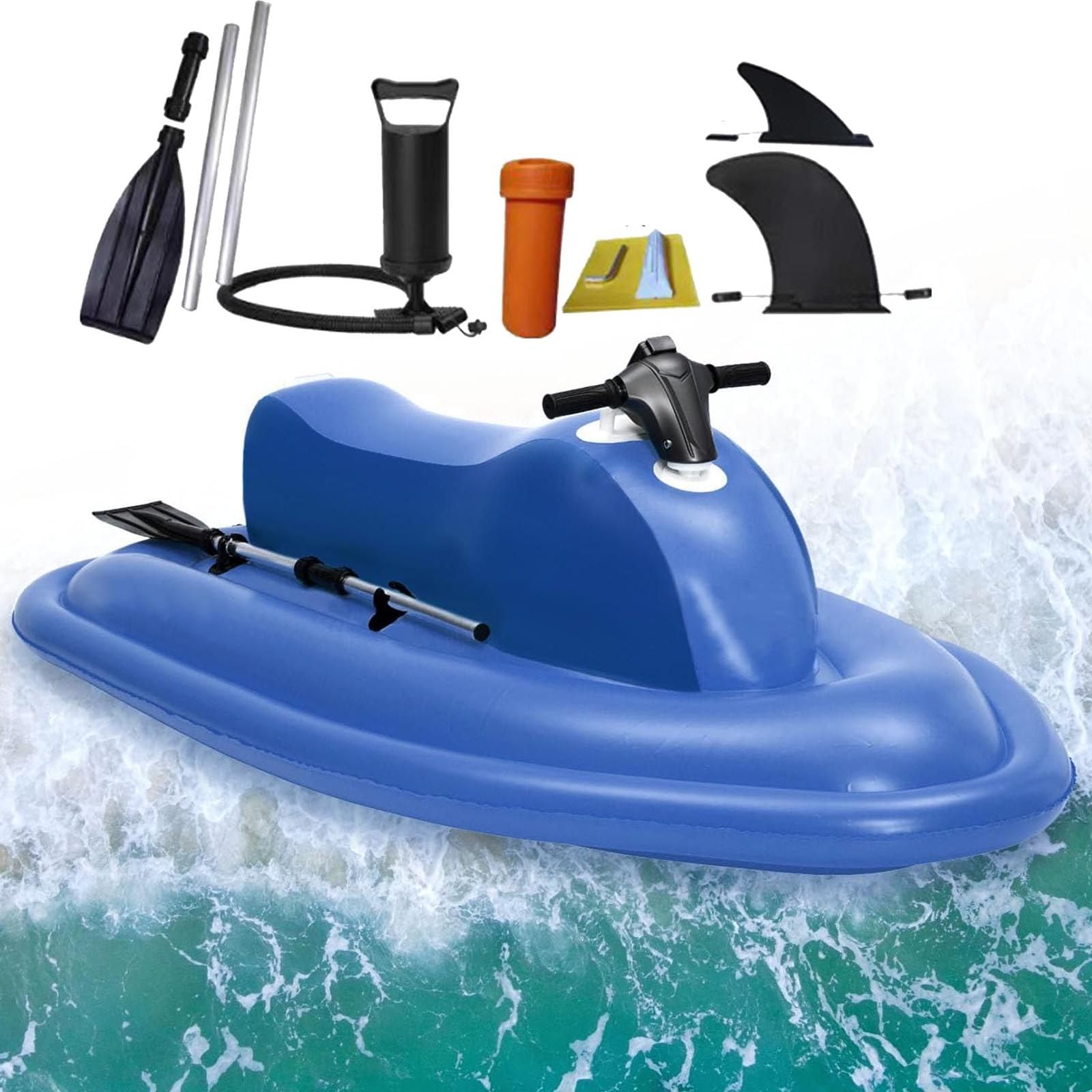 Moto d'Acqua Elettrico Gommone Gonfiabile, Scooter Subacqueo 500W-Elic Subacquea con Batteria da 130 Min E 10000 mAh, Giocattoli da Piscina per Adulti/Bambini,Boat