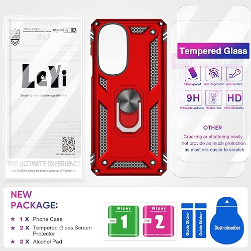 Miniatura 7 de LeYi Funda para Motorola Edge 30 Pro  Moto Edge Plus 2022 con 2 protectores de pantalla de vidrio templado, grado militar funda protectora con