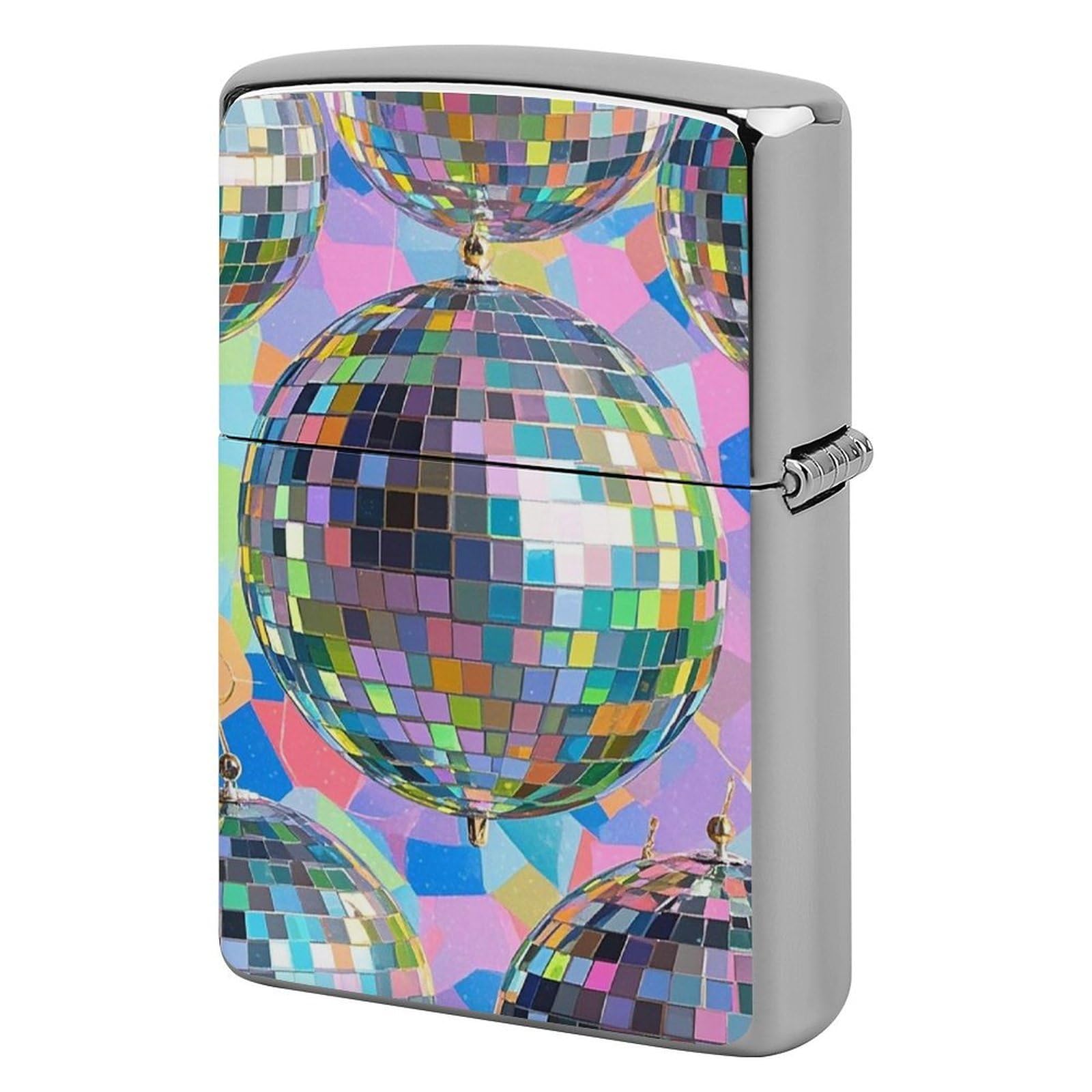 Disco Ball Pattern Lighter Case Cover Vintage Metal Lighter Sleeve Reusable Lighter Protective Cover Decorative Lighter Holder Birthday Gifts for Men Women