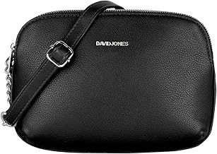 David Jones - Women's Shoulder Bag – Small Hand Bag – Multi-Pocket PU Leather Purse – Medium Clutch Crossbody Messenger Bag – Casual Fashion Daily Work, Black, Elegant