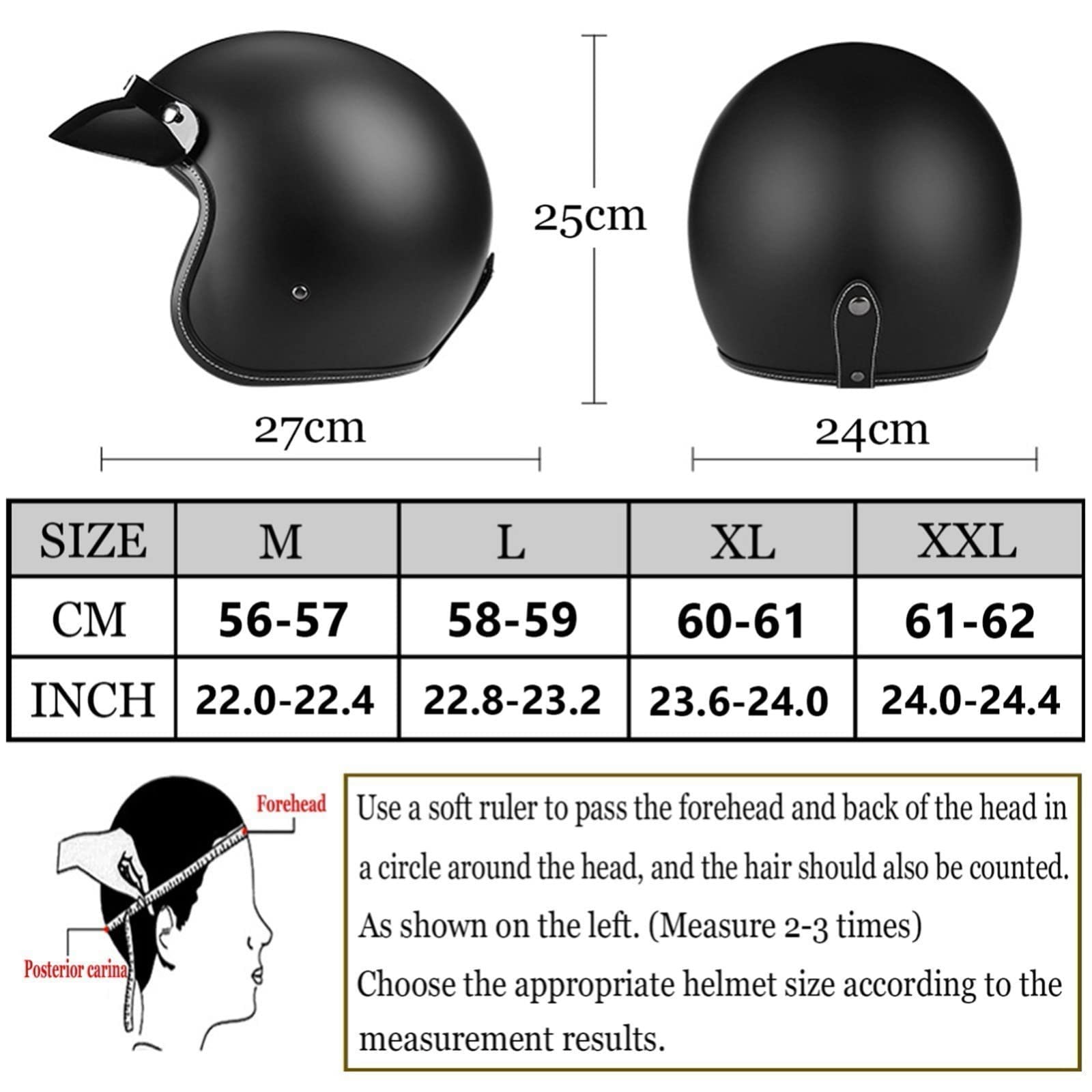 Kask typu cruiser chopper z otwartą twarzą, homologowany przez ECE, kask do skutera i motoroweru(A,M=5657CM)