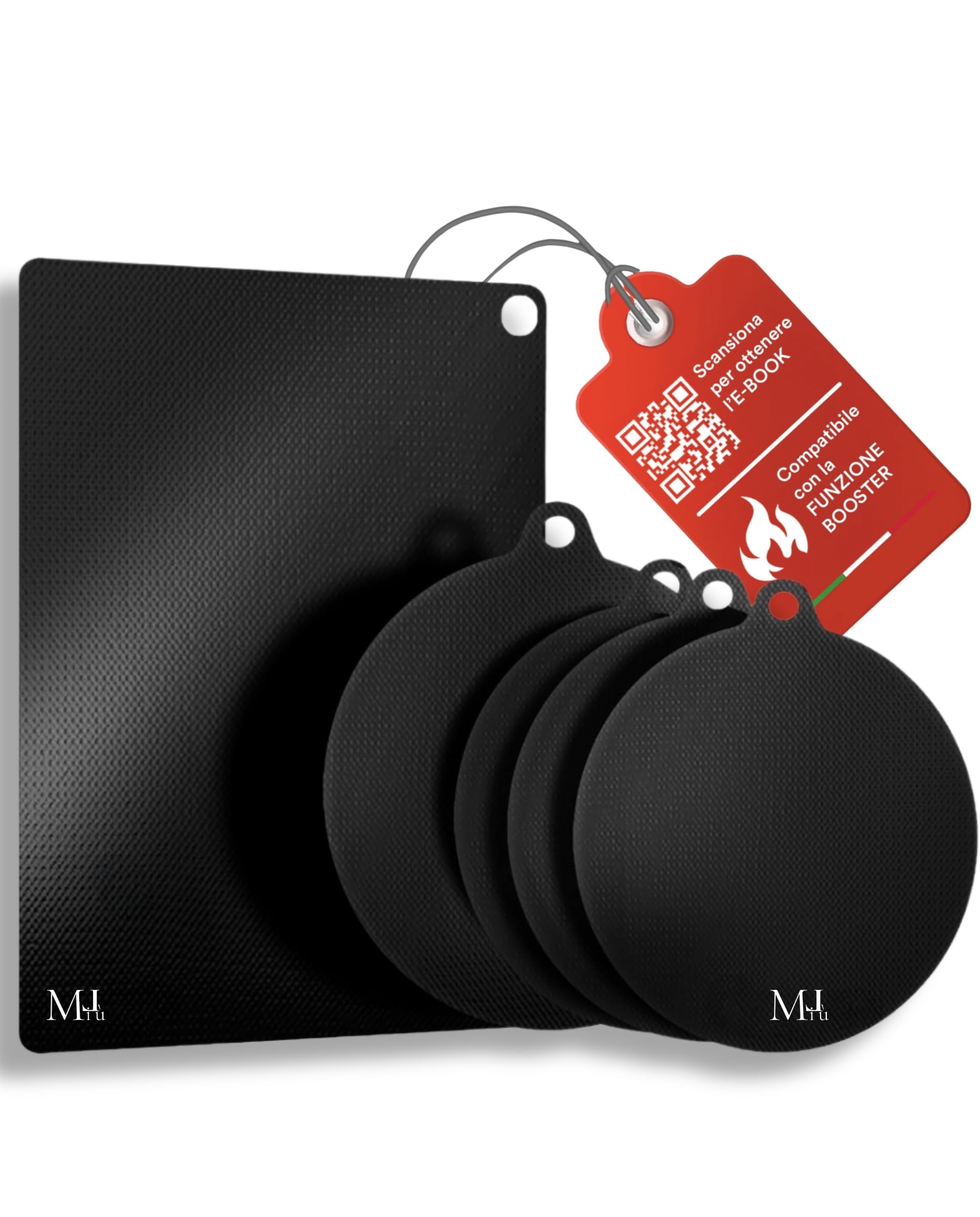 MiLù Protezione Piano Induzione Resistente Alte Temperature + E-book in Regalo | Tappetini Piano Induzione Antiscivolo | Set 5 pezzi Sottopentola Lavabili Copri piano induzione