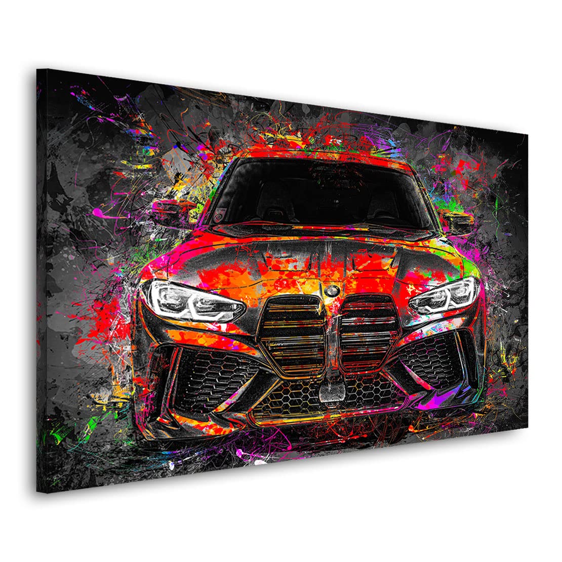 Kunstgestalten24 Leinwandbild BMW M4 Pop Art Wandbild Kunstdruck Bar Dekoration XXL