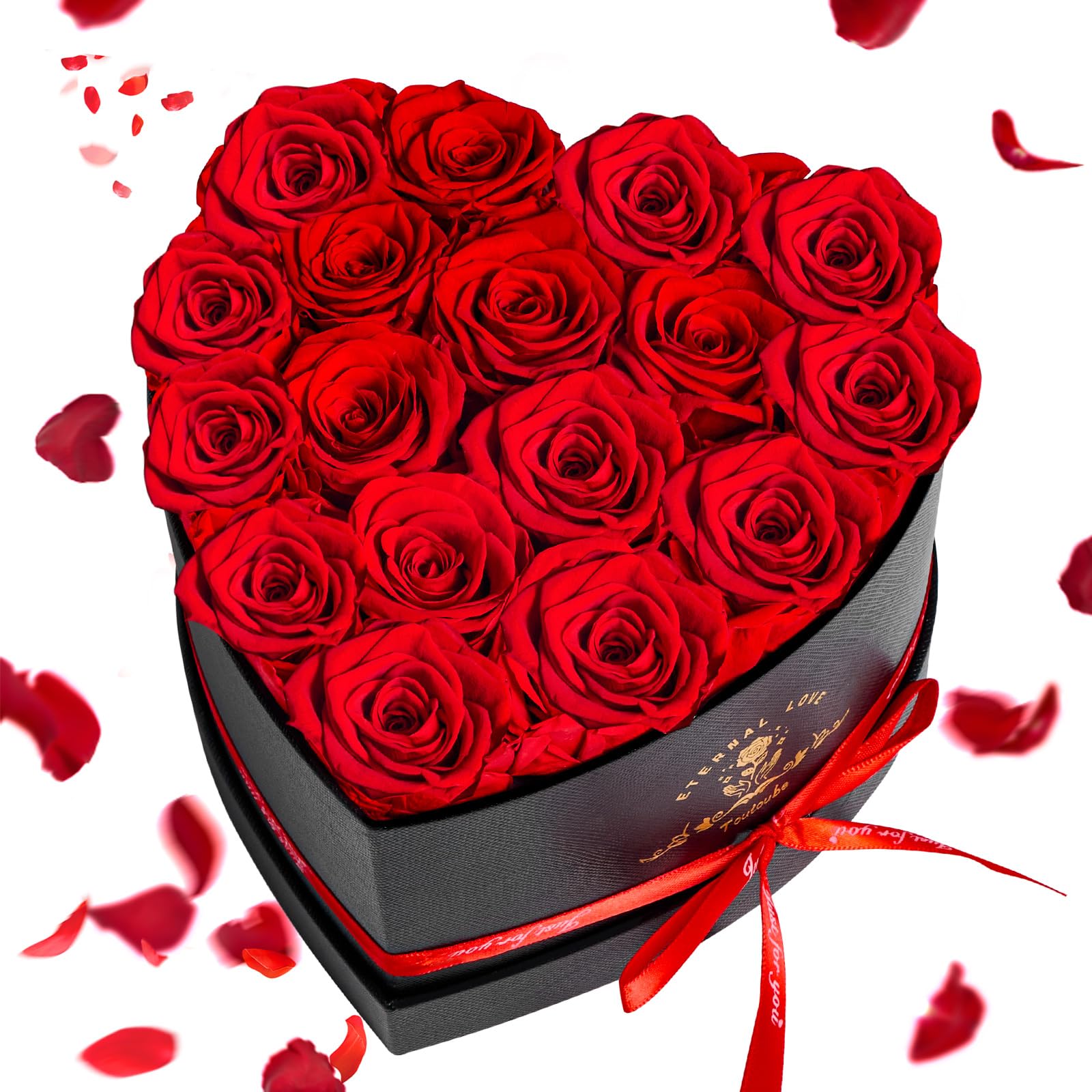 17 Pezzi Regalo di Festa della Mamma per Donne con Rose Stabilizzata Vera - Fiori Eterni in Scatola Cuore, Ideale​ per Lei Fidanzata Mamma, Fiori Stabilizzati, Regalo Compleanno, Romantico, Donna