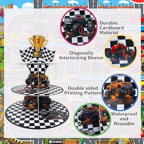 Miniatura 8 de Airduan Soporte espacial para cupcakes de 3 niveles, de cartón, astronauta, soporte para cupcakes, estilo galaxia, torre de postres para decoración