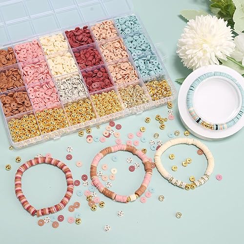 Miniatura 9 de Kit de fabricación de pulseras con cuentas de oro, cuentas de arcilla, kit de fabricación de joyas y pulseras para niñas, juego de pulseras con dije