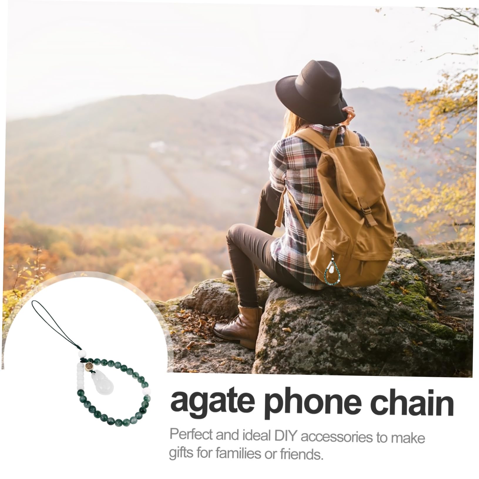 BESTonZON 3 Piezas Cadena De Teléfono Móvil De Jade Cordón De Teléfono Cable De Encanto Del Teléfono Cordón De Tarjeta De Identificación Soporte Para Teléfono Móvil Llave Ágata Calcedonia