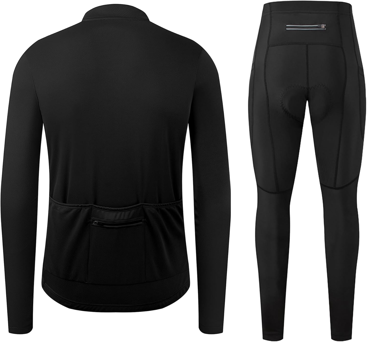 Men's Cycling Jersey 1/3 Zipper Cycling Set Solid Color Club Fit, Long Sleeeves Bike Jersey and Pants Zipper Pocket - Image 2