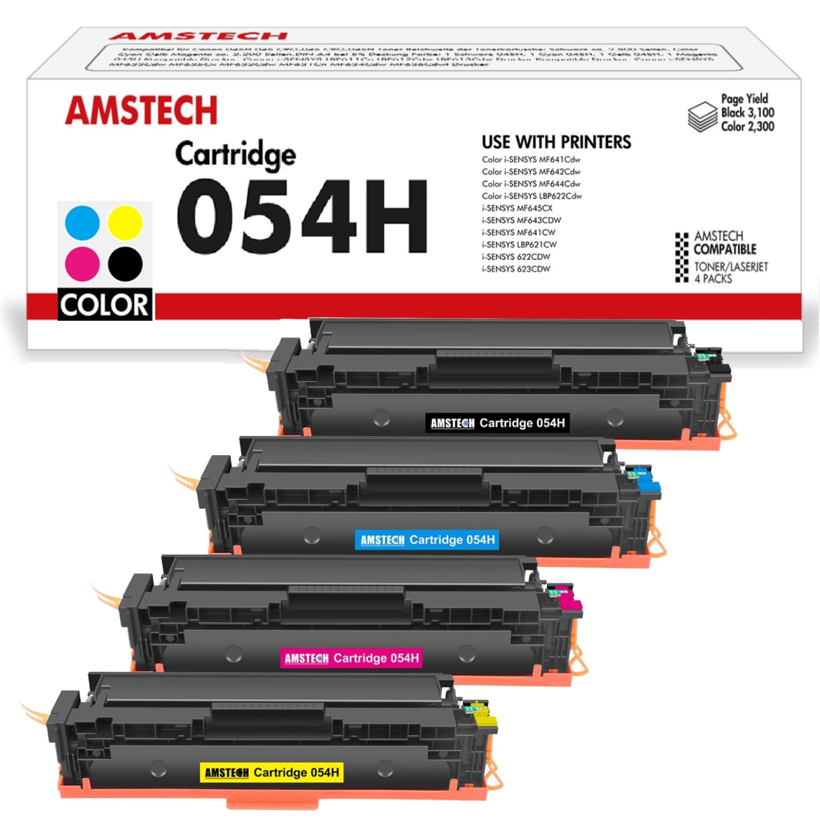Toner Per MF644cdw LBP622cdw Kit Toner 4 Colori Compatibile Canon 054 - Per Stampanti MF644Cdw, LBP622Cdw E Altre Cartucce Laser Canon CRG 054 - Foto 10