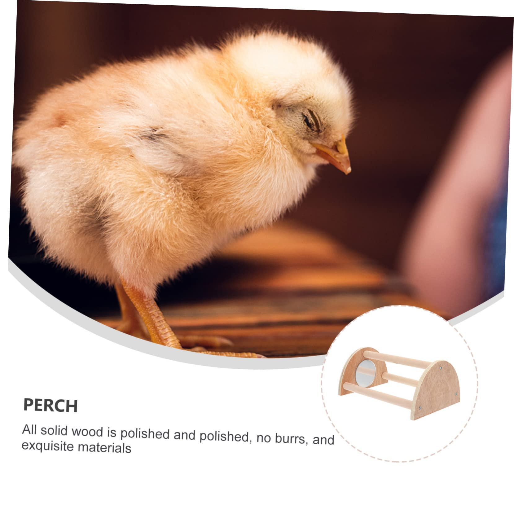 3pezzi Trespolo Legno Per Galline e Pappagalli Con Specchio Supporto Per Gioco e Attività Per Uccelli Resistente e Naturale Adatto Galline e Pappagalli