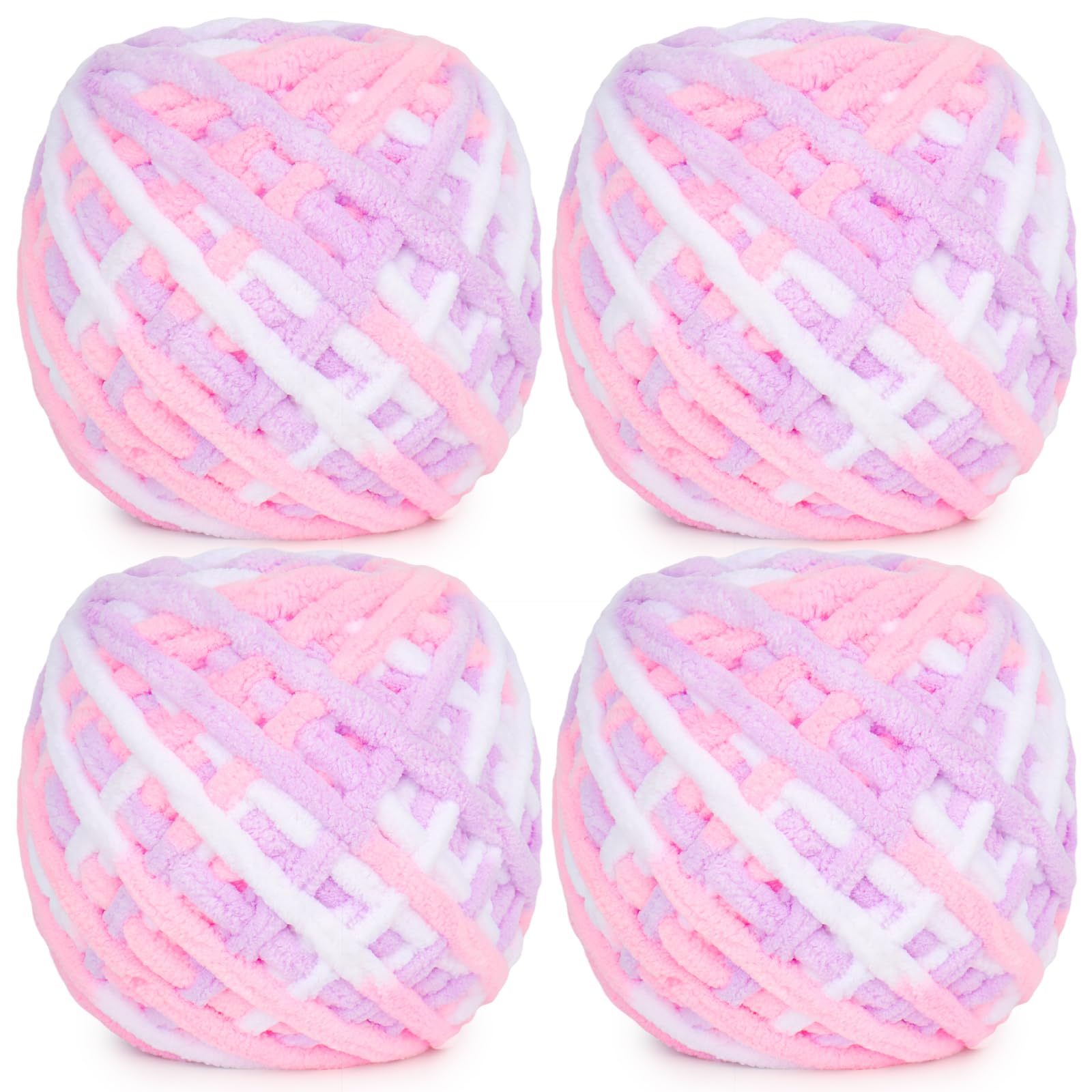 Aeelike Chunky Yarn for Crochet, 4 x 100g Soft Multi Coloured Crochet Yarn, Thick Chunky Wool for Knitting Blankets Sweaters