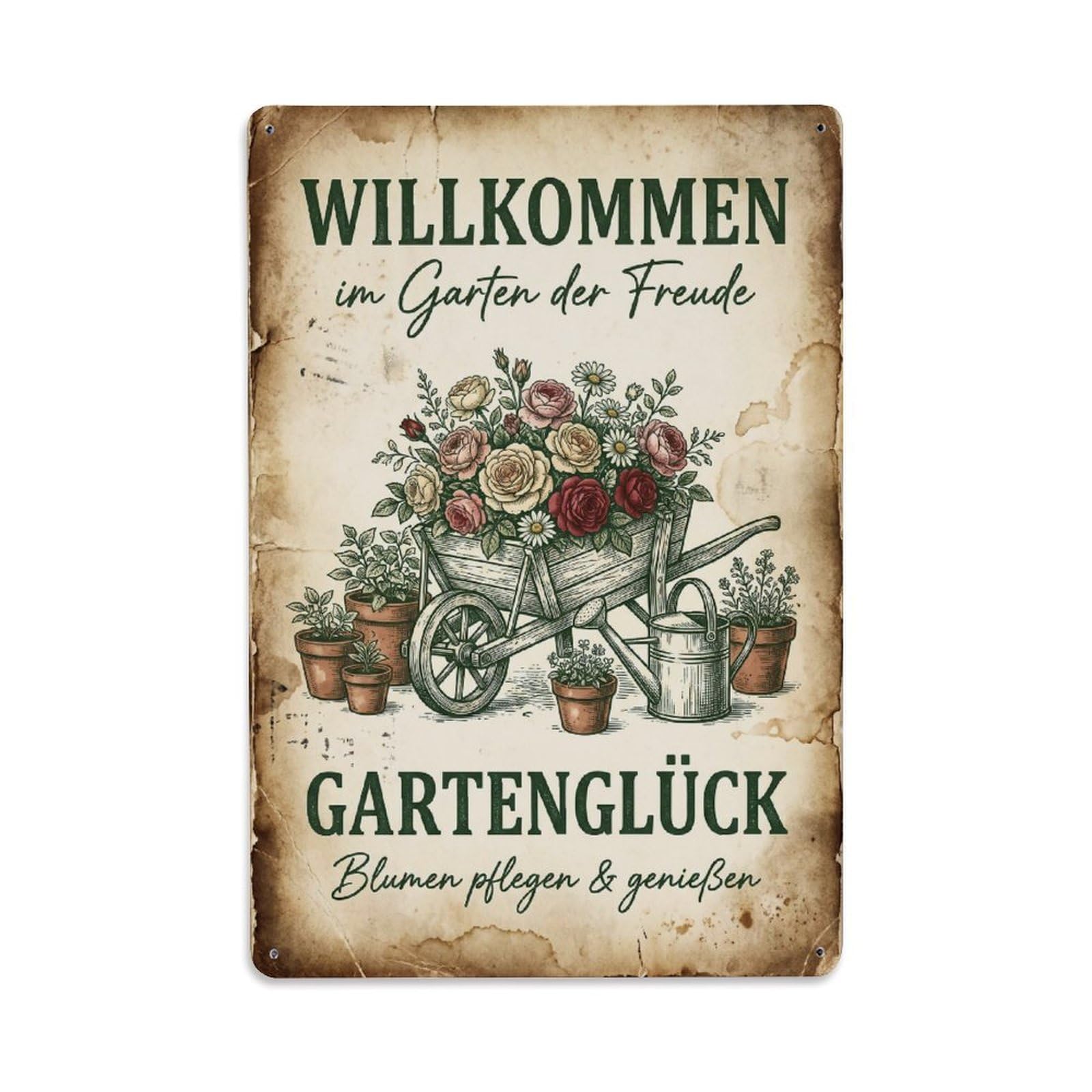 Vintage Funny Garden Welcome Joy Rustic Gate Farmhouse（1） Metal Tin Sign Plaque Wall Decor for Cafe, Club Bar, Office, Garden Metal Poster 8x12Inch