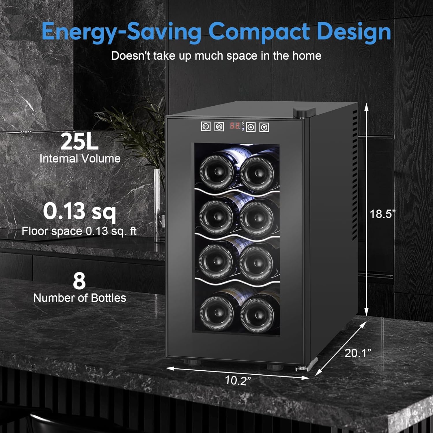 Velieta 8 Bottles Wine Cooler Refrigerator, Small Wine Fridge, Mini Wine Fridge Countertop With Glass Door Wine Cellars For Red Wine, Champagne, Dry White Wine, Sparkling Wines on Fridge.com - View 2
