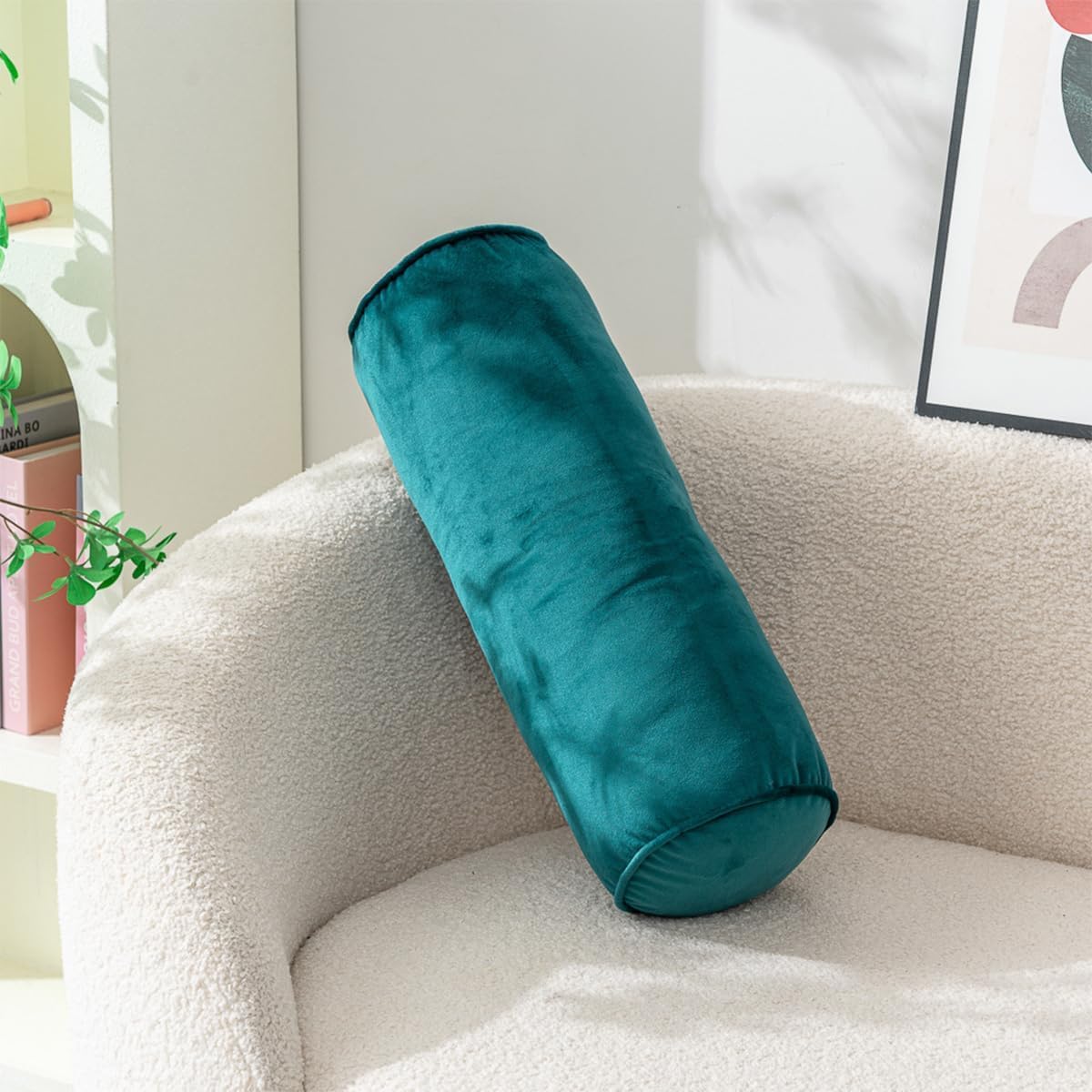 Ukadou Cylinder Pillow Decorative Bolster Throw Pillow for Couch & Bed Neck Pillow for Neck Pain Relief 19.7 * 6.7in Cylinder Tube Round Pillow for