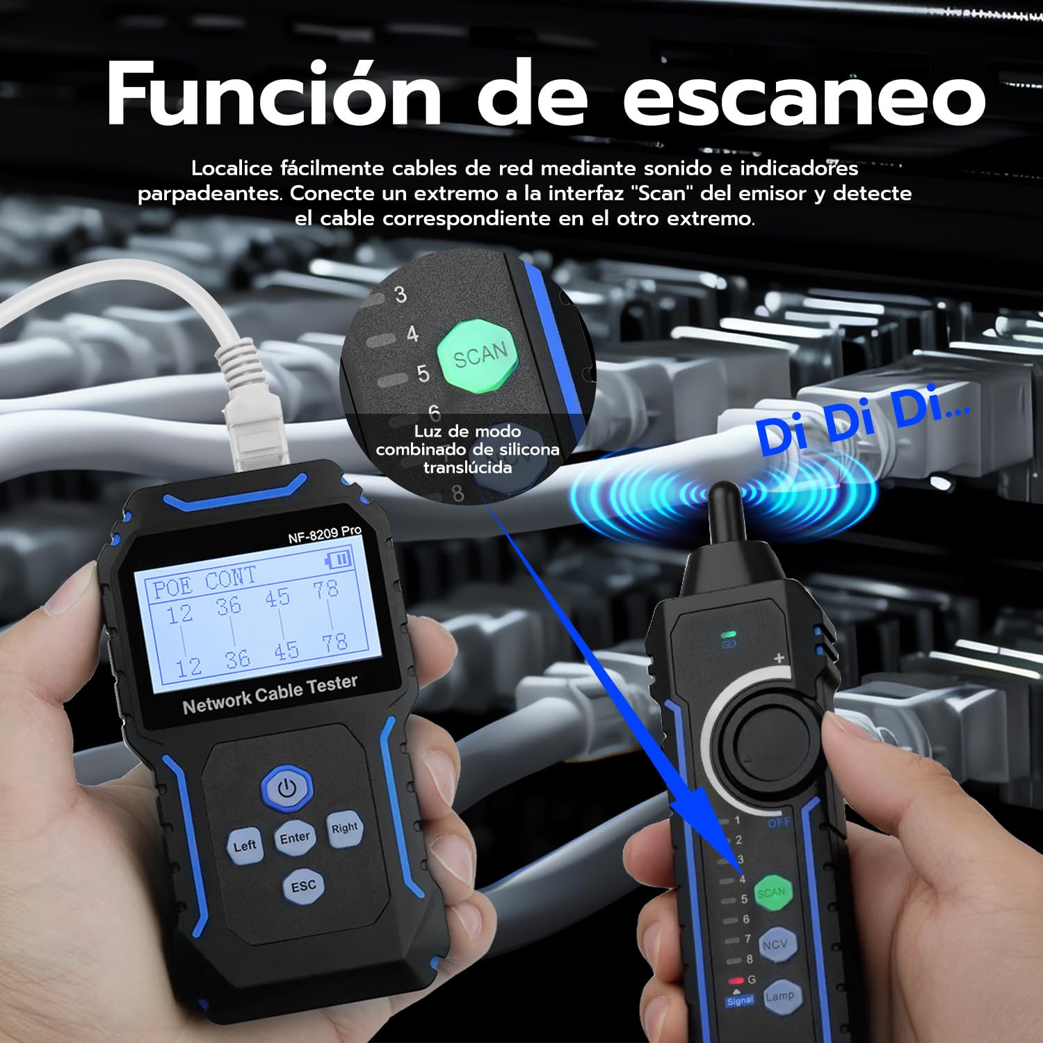Mcbazel Probador de Cable con POE, Detector de Cable con Pantalla LCD, Rastreador de Cable Avanzado, Probador de Cable de Red NVC para CAT5 y CAT6