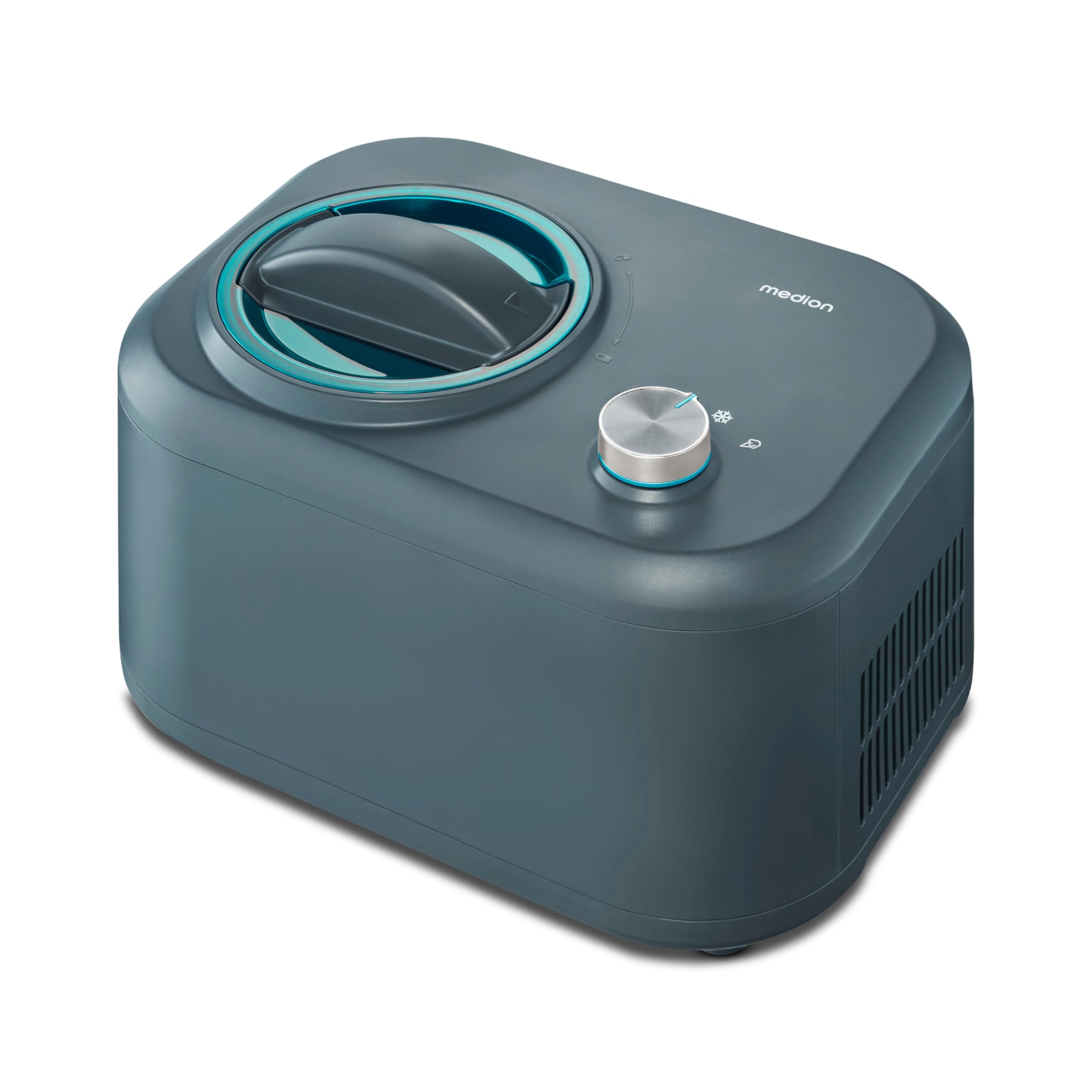 MEDION Eismaschine mit Kompressor 1 Liter 100 Watt Aluminium Eisbehälter MD 10169