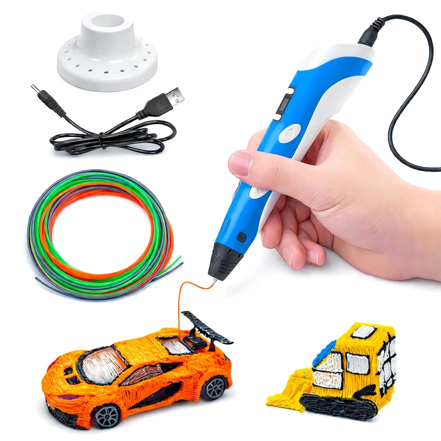3D Pen with USB Cable and Filament | 3D Drawing Pen | Creative Printing Pen | DIY Craft Pen | Filament Drawing Pen | Kids Craft Pen | 3D Sketching Tool | 3D Pen with 3 * 1.75MM PLA Filaments 10m Each-picture-23