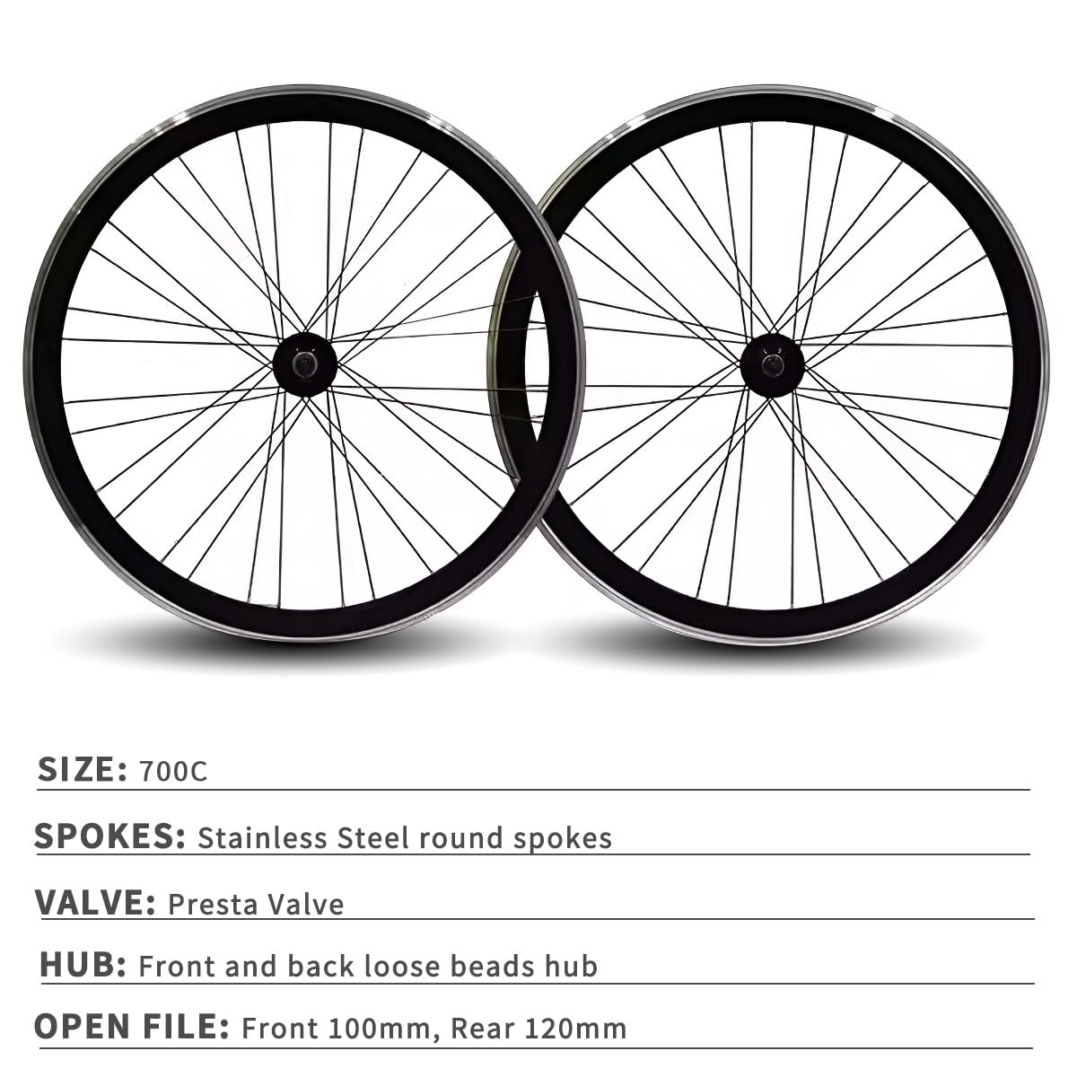 Ruedas De Engranaje Fijo 700C Llanta De Aleación De Aluminio De 40mm Freno V 32/36H Rueda De Bicicleta Fixie Delanteras Traseras De Una Sola Velocida