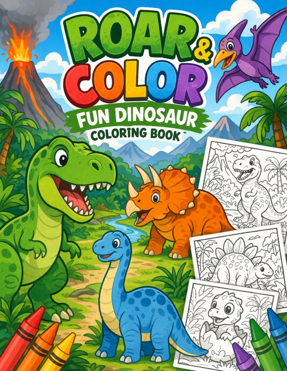 Roar & Color: Fun Dinosaur Coloring Book