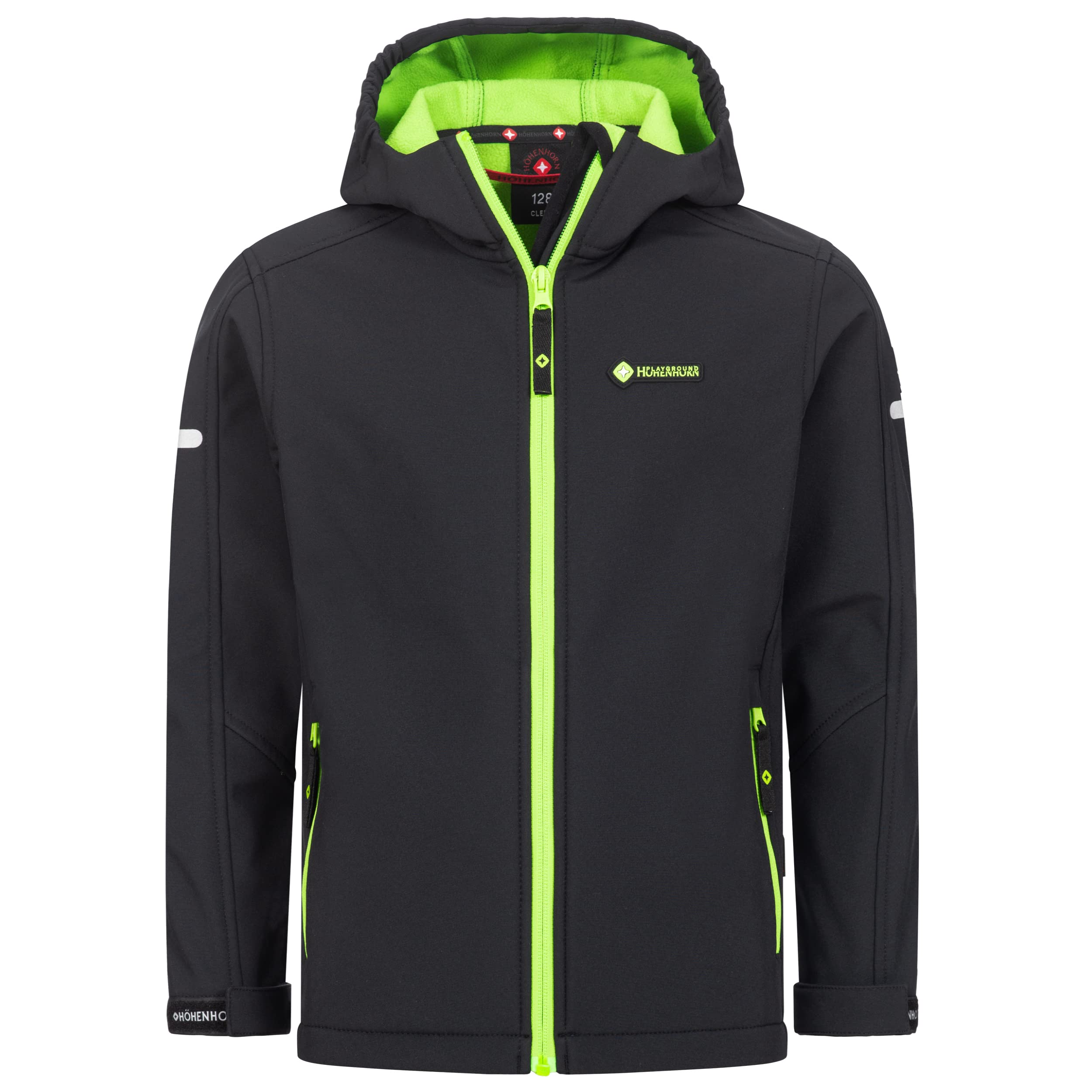 Höhenhorn Black/Green Cledo Children's Softshell Jacket Transition Jacket Outdoor, 12 Years