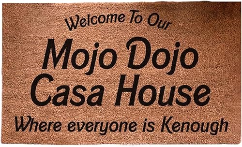 Casa House Felpudo con texto en inglés "Where Everyone is Koughty", divertido y grueso, 100% fibra de coco frontal, regalo para el hogar (16 x 24