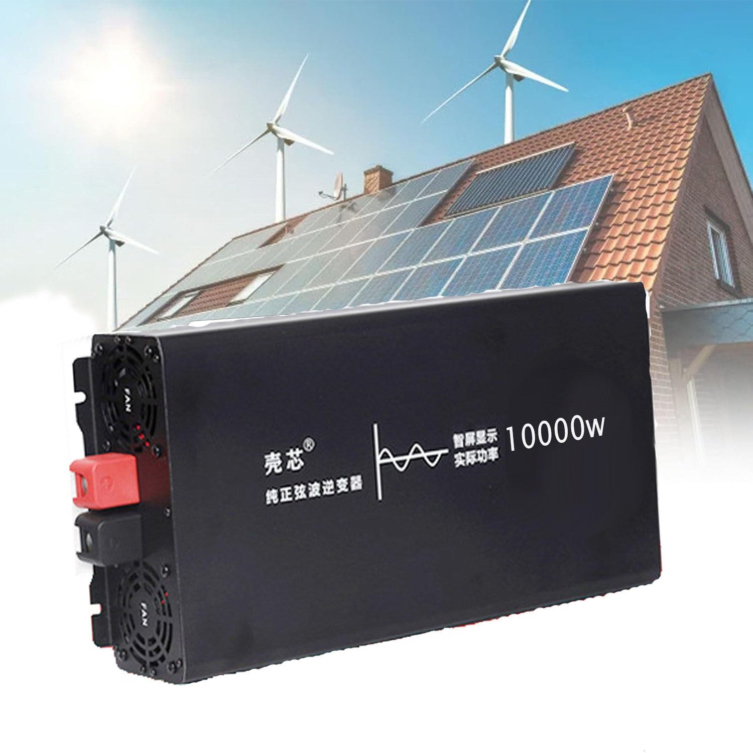Inversor Onda Sinusoidal Pura,Alta Eficiencia Conversión,Sin Interferencias con Aparatos Eléctricos,con Pantalla LCD Control Remoto Inalámbrico,para Automóvil,10000W-72Vto110V