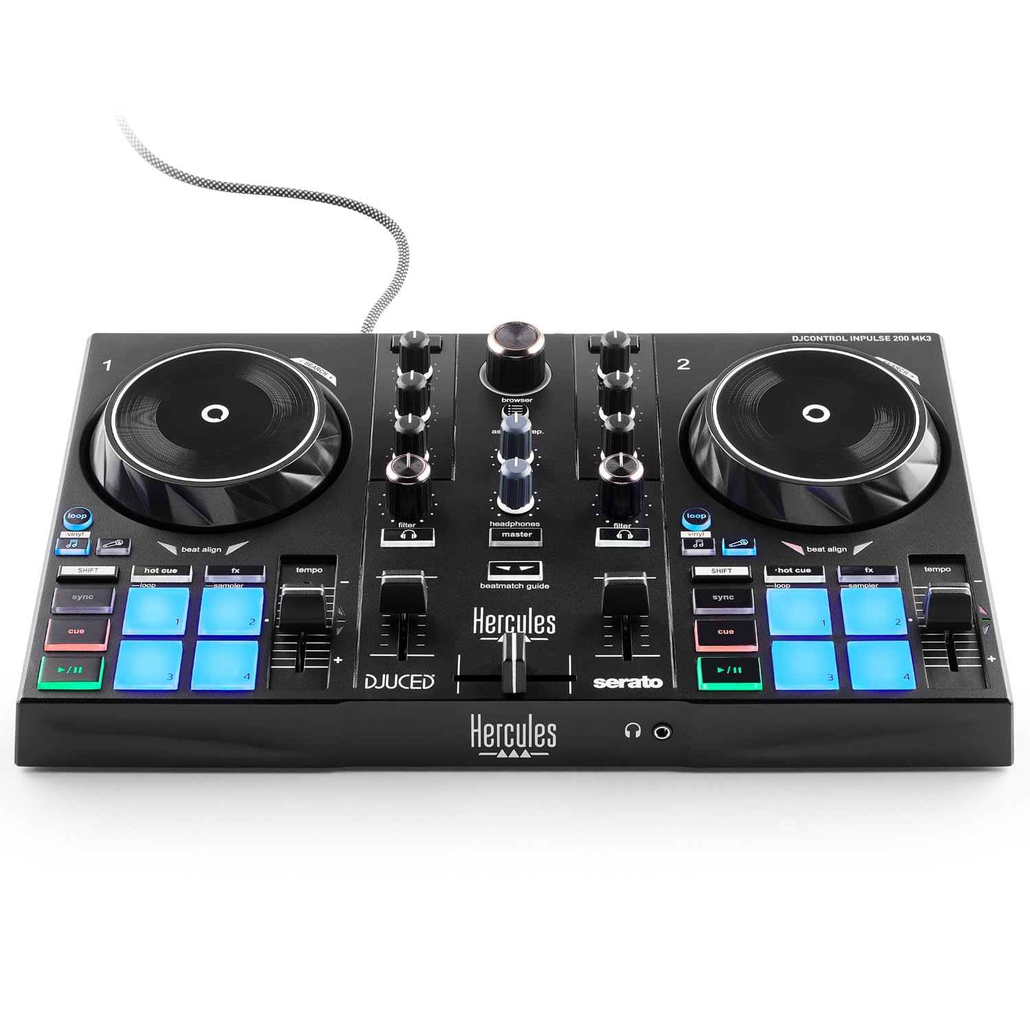 Hercules Inpulse 200 MK3 DJ-Controller mit DJ45 Kopfhörer