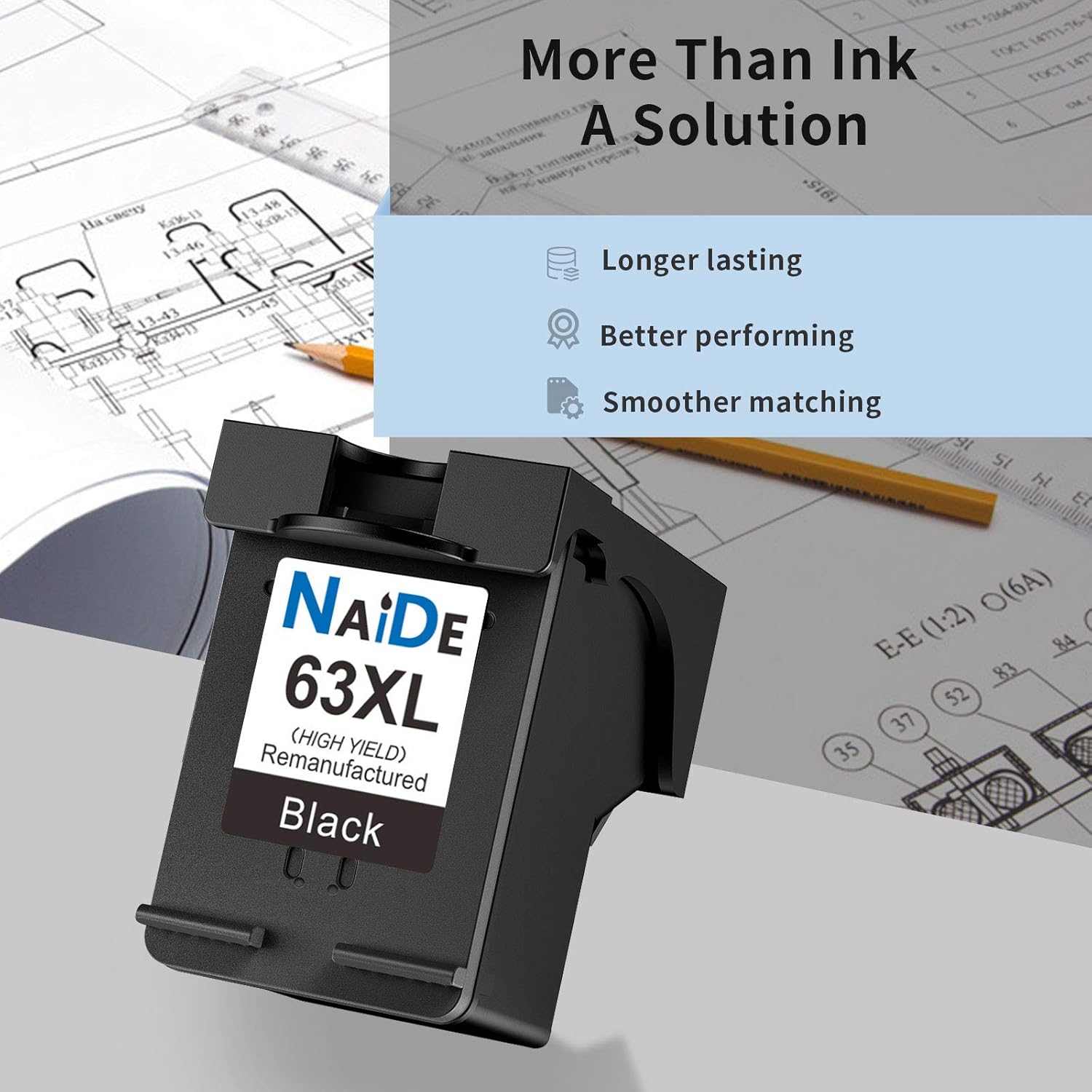 Exclusive Discount 60% Price NAIDE Remanufactured Ink Cartridge Replacement for HP 63XL to use with Deskjet 1112 3632 3630 3637 2132 2130 Envy 4520 4512 4511 4510 Officejet 3830 4650 4652 4655 5258 5264 Printer (1 Black) Free Shipping Over $50 NAIDE Remanufactured Ink Cartridge Replacement for HP 63XL to use with Deskjet 1112 3632 3630 3637 2132 2130 Envy 4520 4512 4511 4510 Officejet 3830 4650 4652 4655 5258 5264 Printer (1 Black)