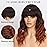 Nnzes Ombre Auburn Wig with Bangs for Women Shoulder Length Brown Bob Wavy Charming Synthetic Wigs with Natural Curly Heat Resistant Hair for Daily Party Use