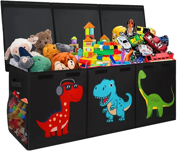 Mabahoo Extra Large Toy Box Chest, Collapsible Storage Organizer with Lids, Sturdy Dinosaur Toybox for Boys Girls, 40"x16"x16" Kids Storage Bin Box Baskets for Living Room, Playroom, Bedroom, Nursery