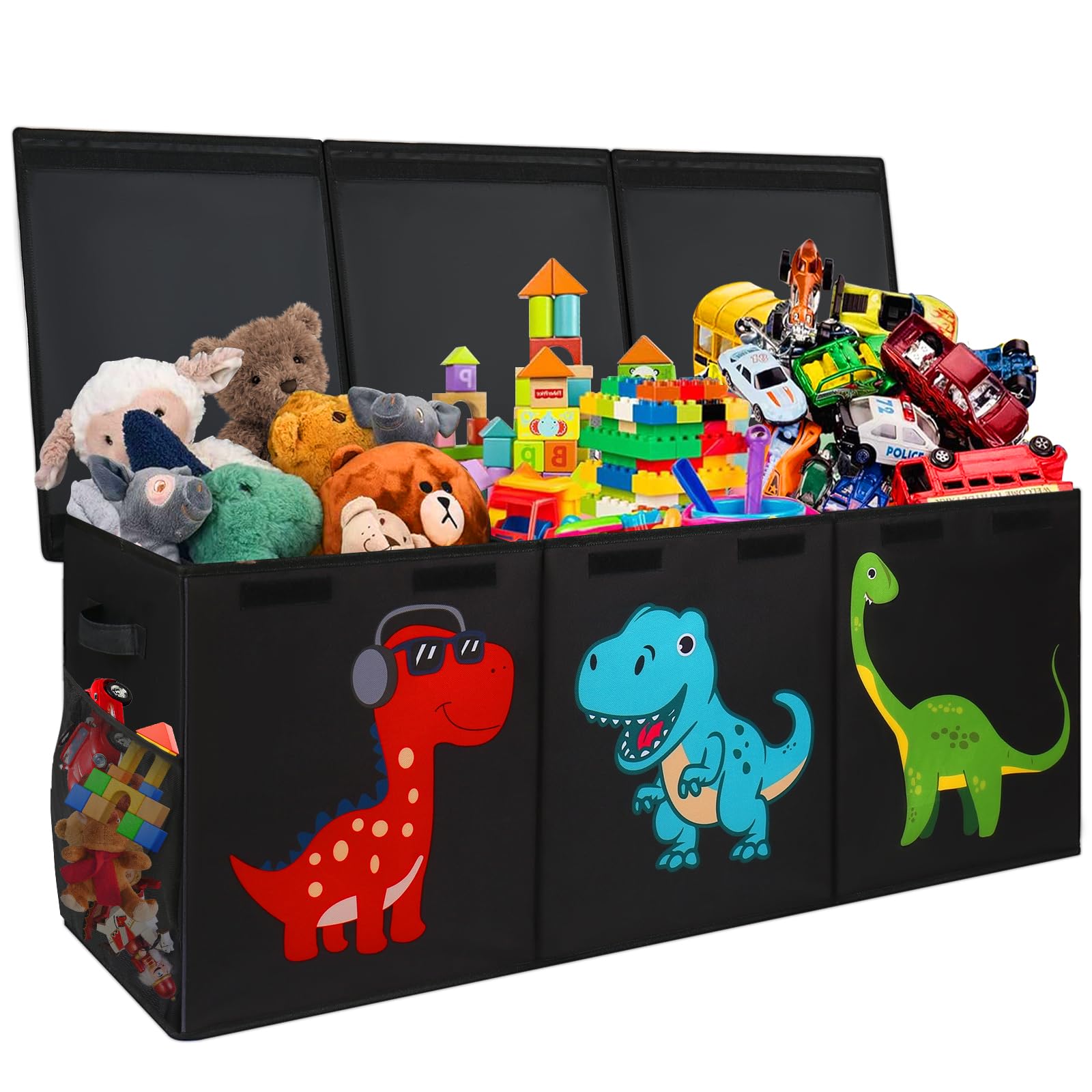 Mabahoo Extra Large Toy Box Chest, Collapsible Storage Organizer with Lids, Sturdy Dinosaur Toybox for Boys Girls, 40"x16"x16" Kids Storage Bin Box Baskets for Living Room, Playroom, Bedroom, NurseryMabahoo Extra Large Toy Box Chest, Collapsible Sto…