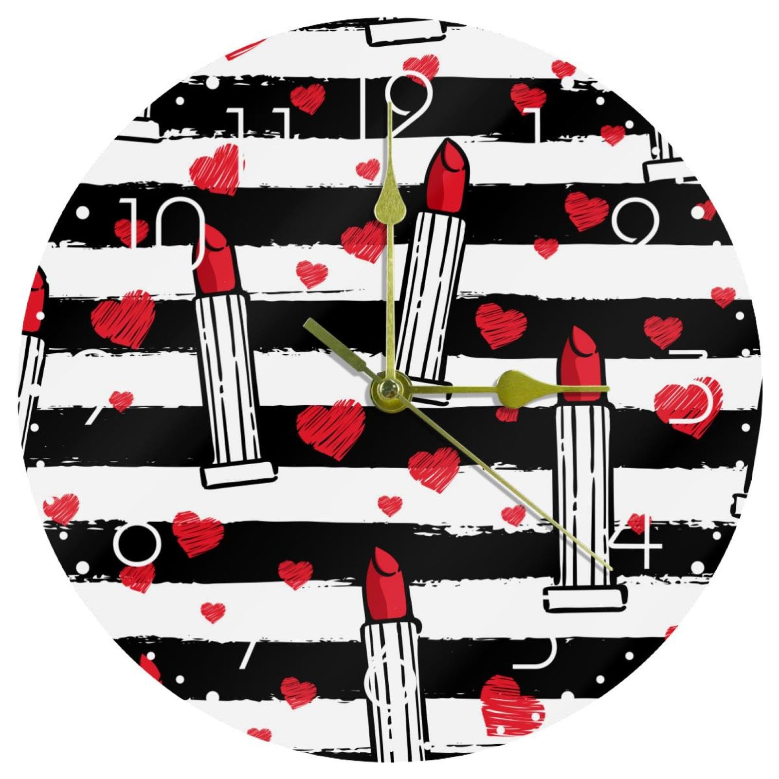 Horloge murale silencieuse en acrylique rouge de 25,4 cm pour la décoration du salon