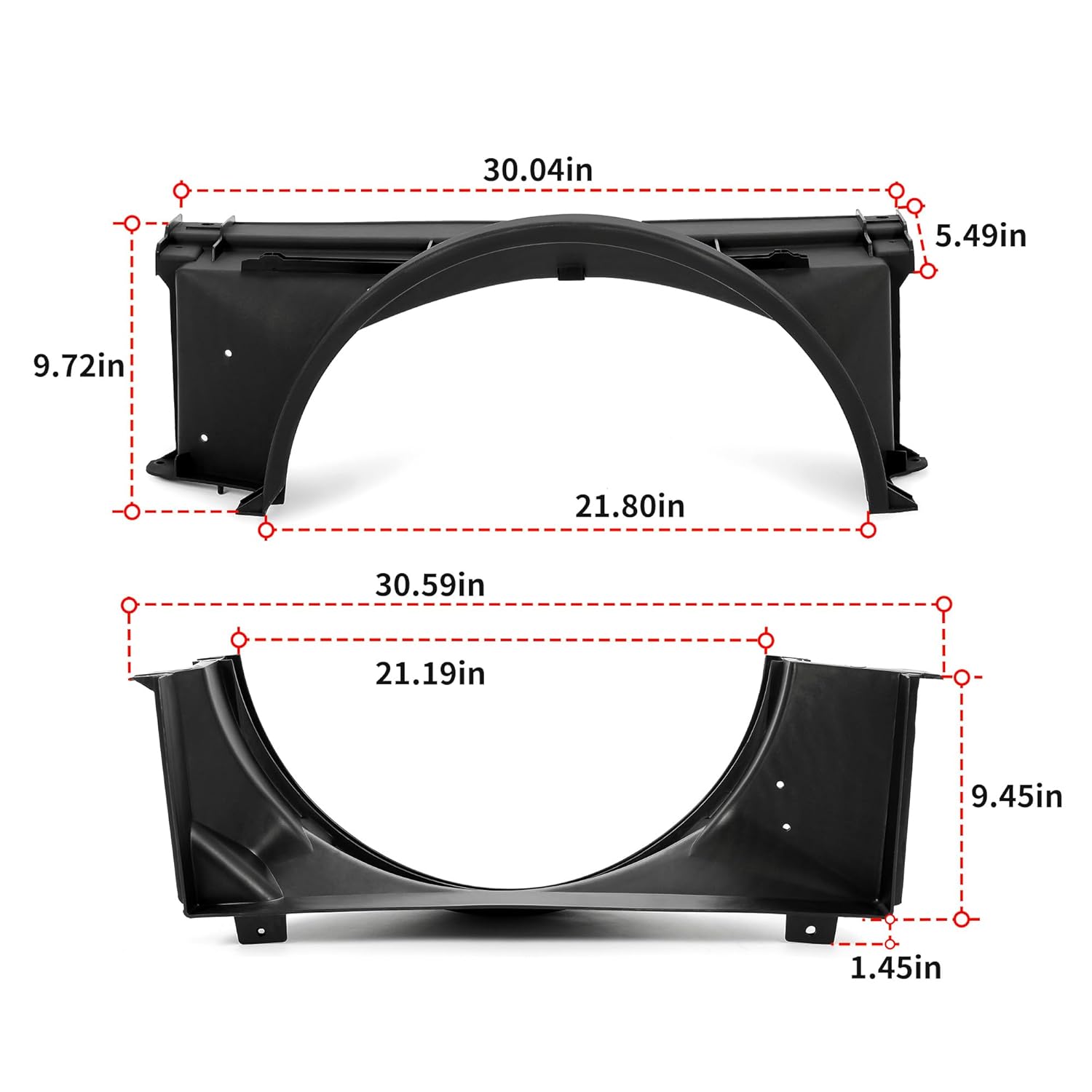 KUAFU Upper & Lower Fan Shroud Set Compatible with 1988-1999 Chevy Chevrolet/GMC C/K1500 2500 3500 Replacement for GM3110116, GM3110117, 15739589, 15696691 Radiator Fan Shroud PP Plastic