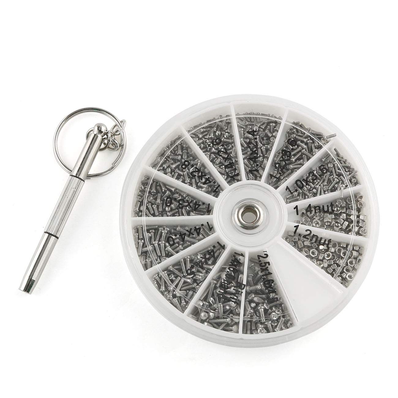 E-outstanding 600pcs M1 M1.2 M1.4 M2.5 Mini Electronics Screws Nuts Assortment Tool Kit 12 Kinds of Repair Hardware Tools Box with Screwdriver for Electronic Products