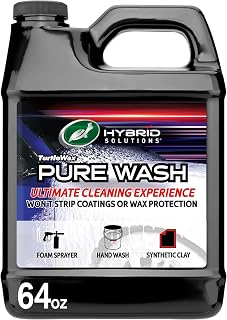 Turtle Wax Hybrid Solutions Pure Wash: pH Neutral Foaming Car Soap, Wax-Safe Cleaner & Clay Lube, 64oz Extreme Foam