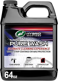 Turtle Wax 54320 Hybrid Solutions Slick-N-Slide Pure Wash, pH Neutral, Extreme Foaming Car Wash Soap, Hand Wash or Foam Cannon Application, Clay Bar Lubricant, Spot Free Clean, 64 oz. (Pack of 1)