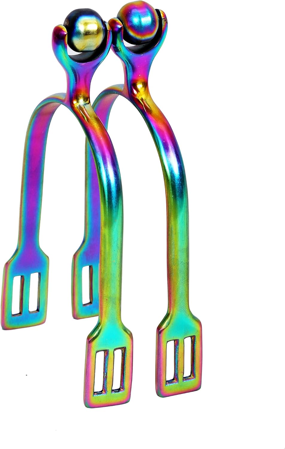 Rainbow Roller Ball Horse Spurs – Multi Color Stainless Steel English Riding Spurs with Smooth Roller Ball – Lightweight Horseback Riding Gear for Men & Women